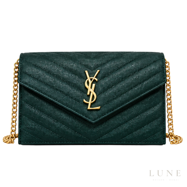 Saint Laurent Cassandre Wallet on Chain – Green