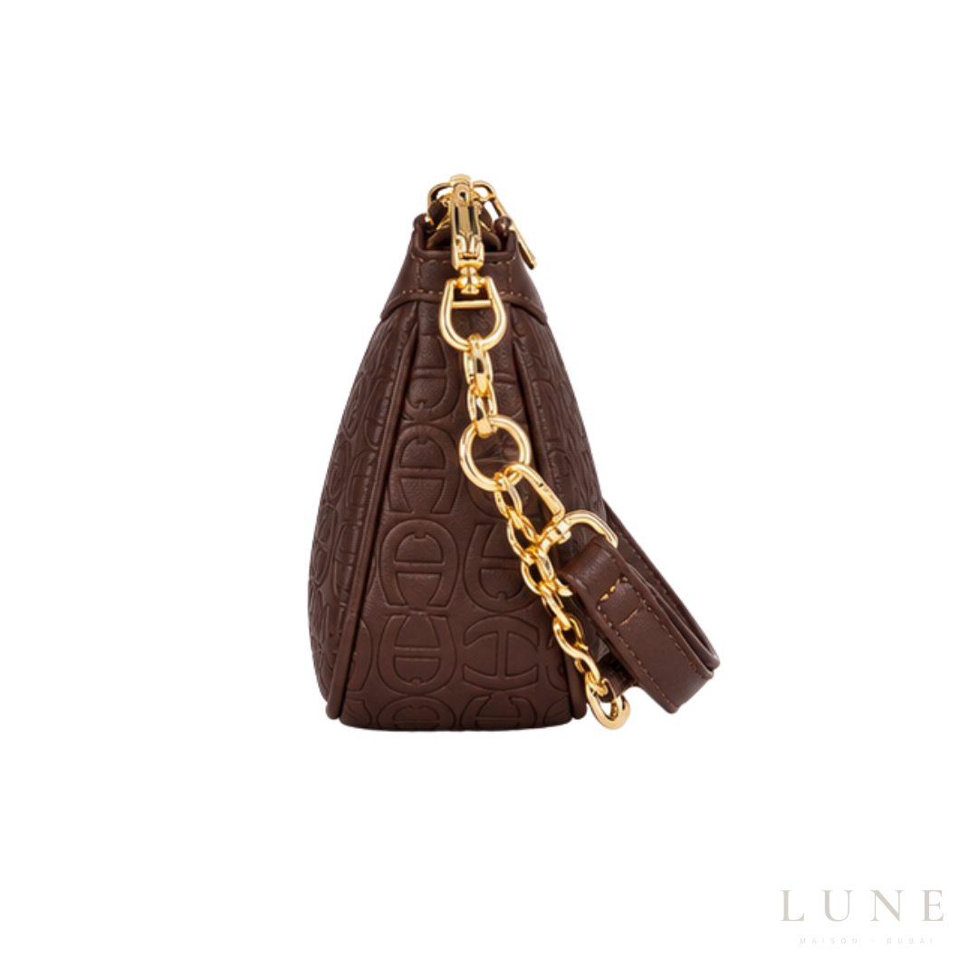 Aigner Bag | Delia Monogram Shoulder Bag – Brown
