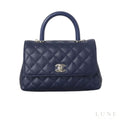 Chanel Coco Handle Mini Bag - Navy Blue Caviar Leather