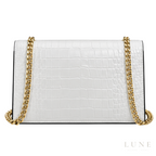 Saint Laurent Bag | (YSL) – Cassandra Medium Chain Wallet (Envelope Shoulder Bag) – White (Croc-Embossed Leather with gold-tone hardware)