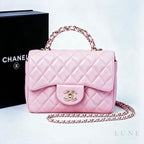 Chanel Quilted Lambskin Mini Flap Top Handle Bag – Light Pink - View 5