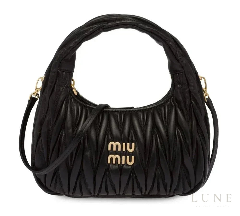 Miumiu Wander Shoulder Bag - Matelassé Nappa Leather "Black" - Bagistaofficial