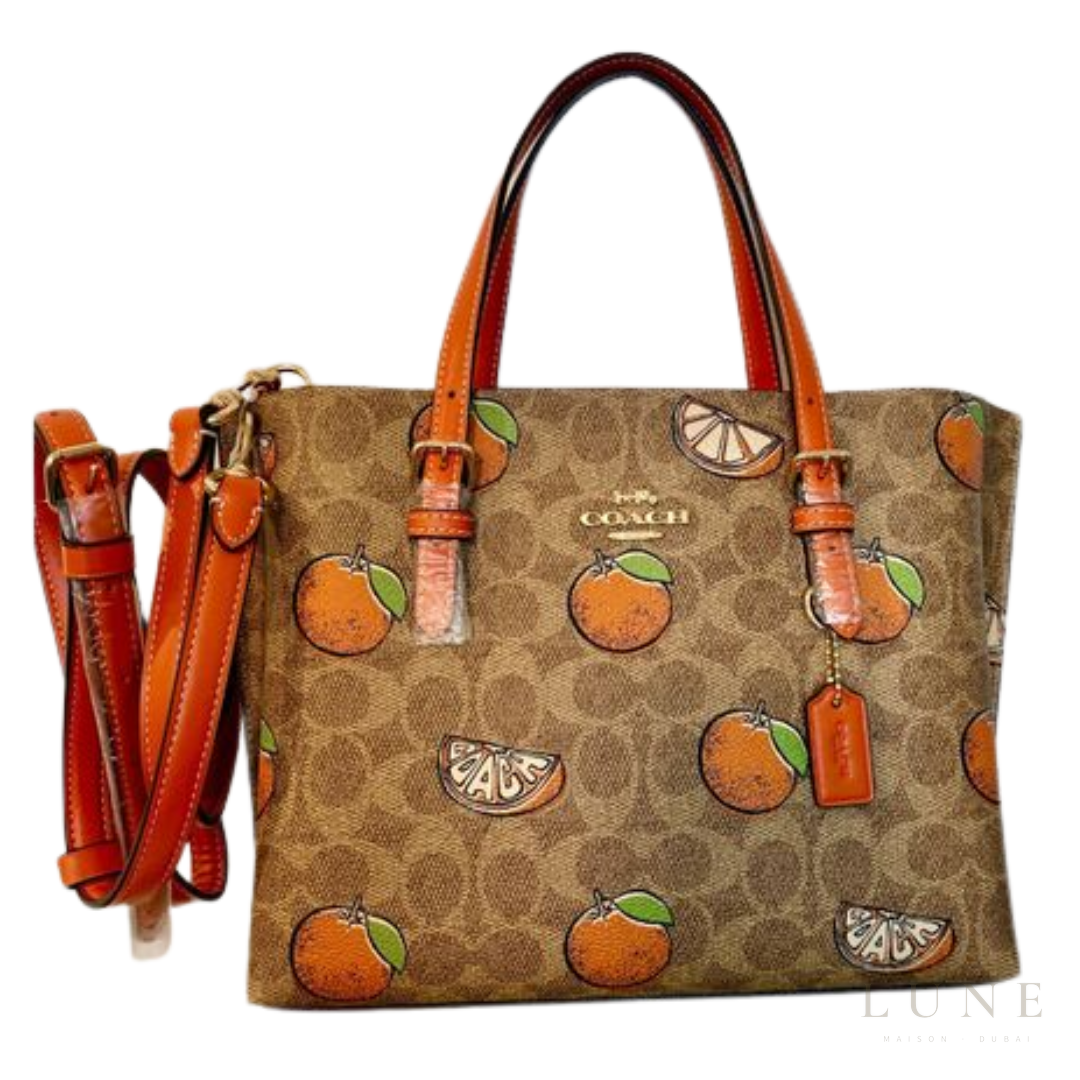 Coach Bag Canvas Vibrant Orange Fruit Print - View 3