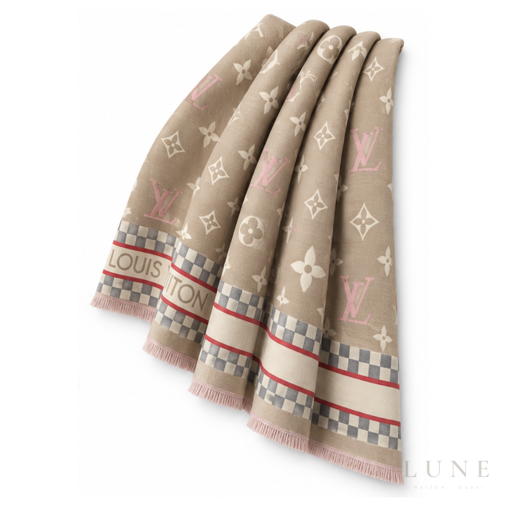 Louis Vuitton Monogram Beige Rose Scarf