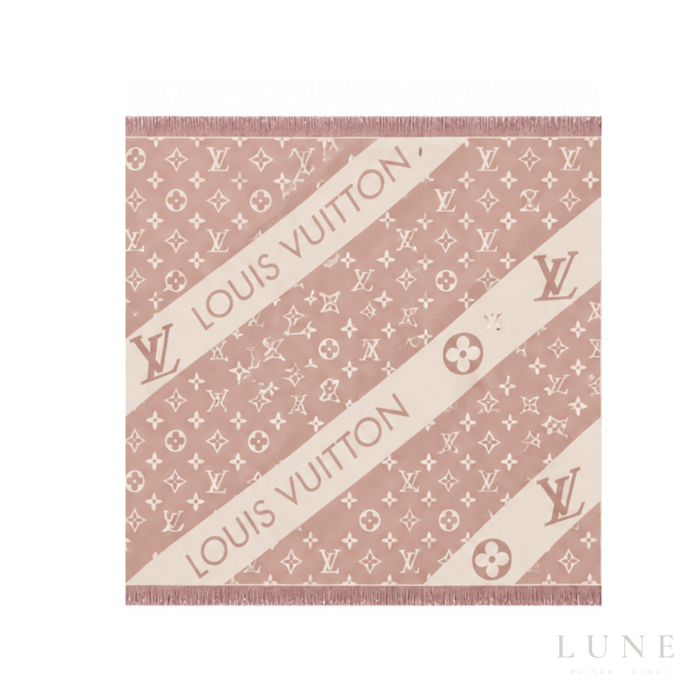 Louis Vuitton Monogram Pink Scarf – Cream