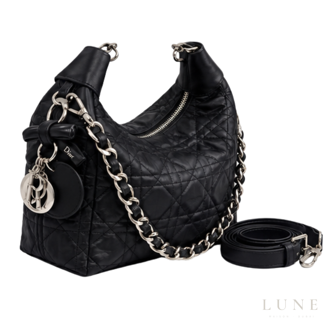 Dior Bag | Diorstar Hobo Bag with Chain – Black Macrocannage