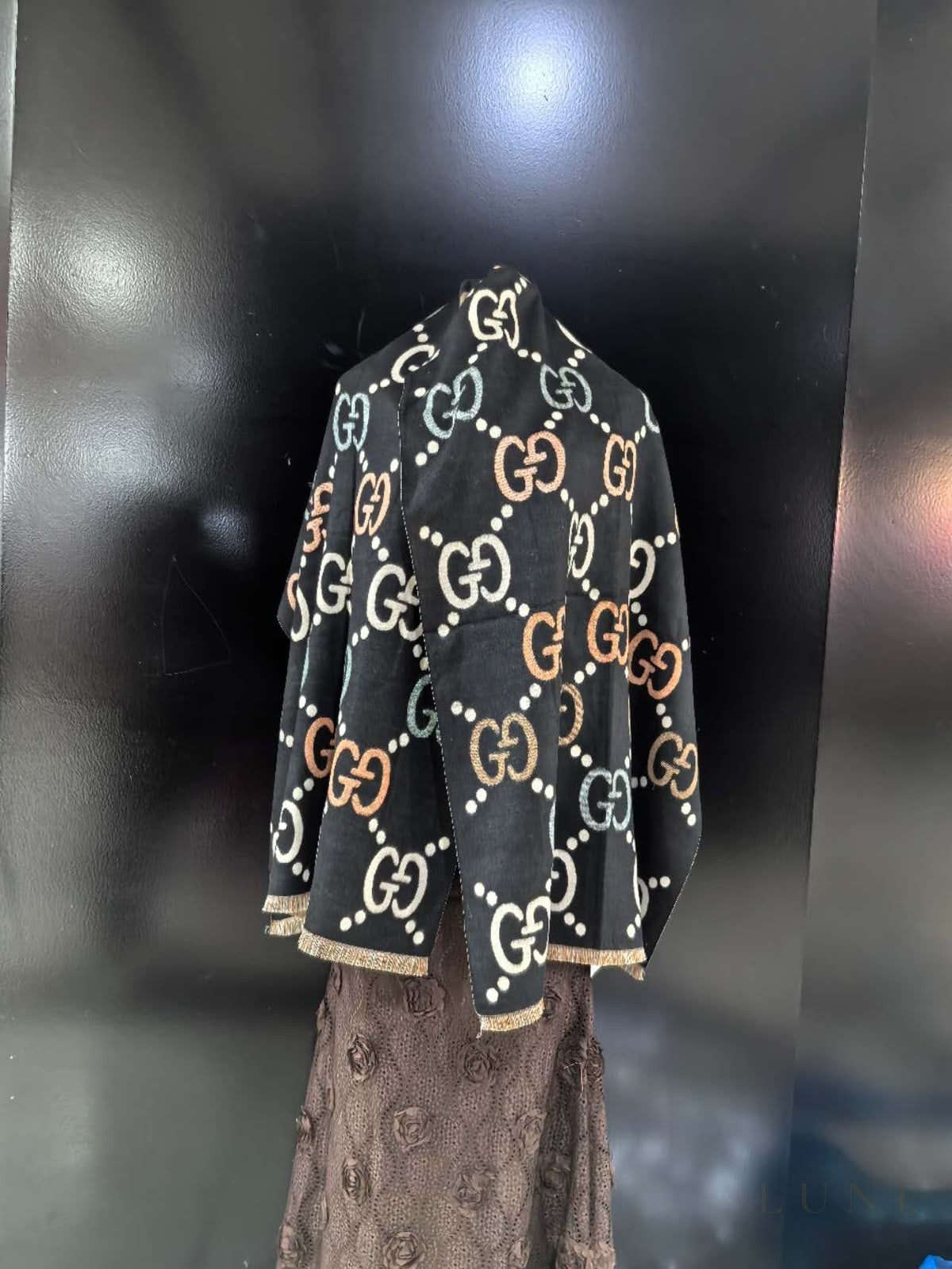 Gucci GG Check Wool Scarf – Black
