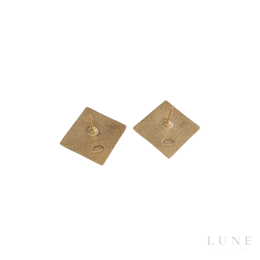Chanel Metal CC Square Earrings Gold