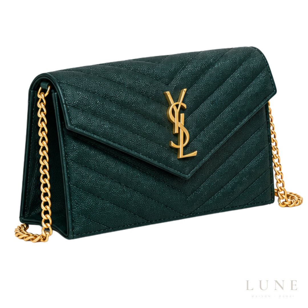 Saint Laurent Cassandre Wallet on Chain – Green
