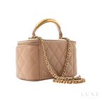 Chanel Small Vanity Case Chain Beige