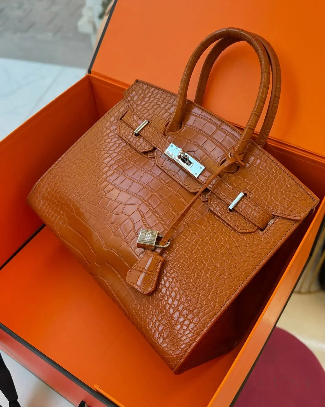 Matte Crocodile-Style Birkin Bag