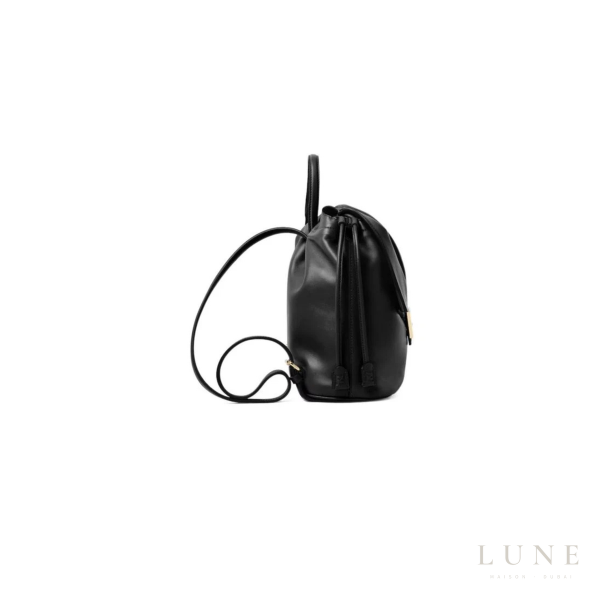 Fendi Black Ff Clasp Drawstring Backpack