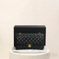 Classic Caviar 30 cm Bag – Black & Gold