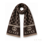 Gucci GG Reversible Logo Scarf – Dark Brown