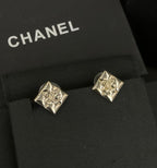 Chanel Metal CC Square Earrings Gold