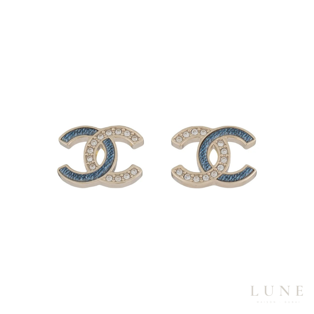 Chanel Strass & Enamel CC Stud