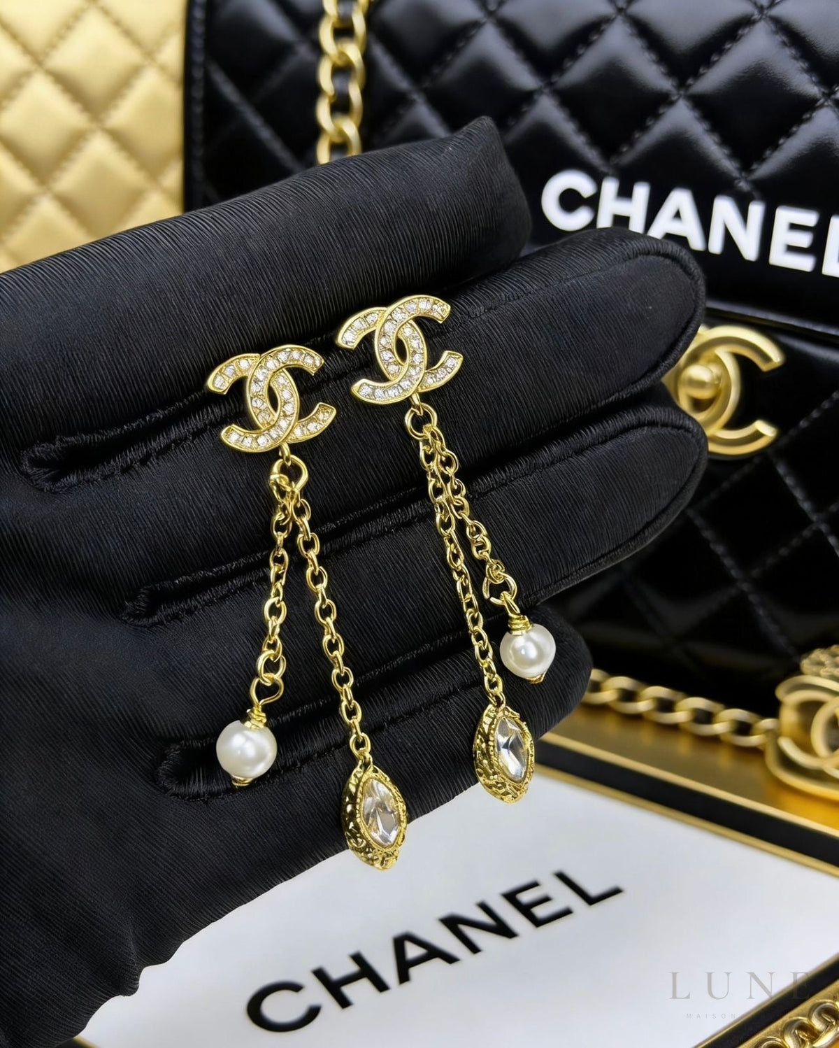 Chanel CC Ear Drop Earrings