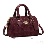 Coach Bag | Mini Rowan Crossbody Bag – Maroon – Deep Berry Signature