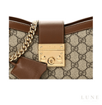 Gucci GG Supreme Monogram Calfskin Small Padlock Chain Shoulder Bag