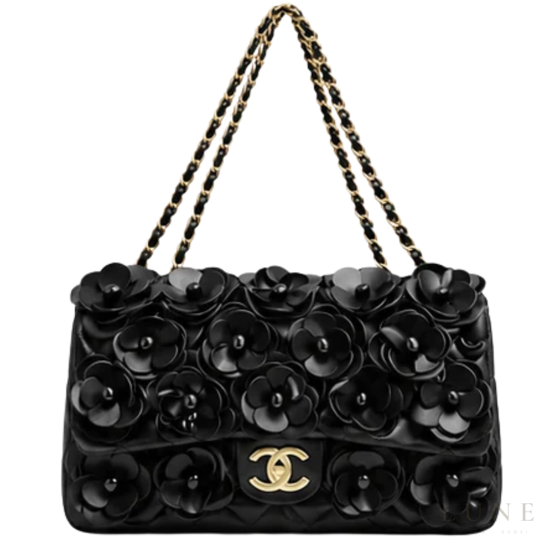 Chanel Bag | Camellia Appliqué Classic Flap Bag – Black