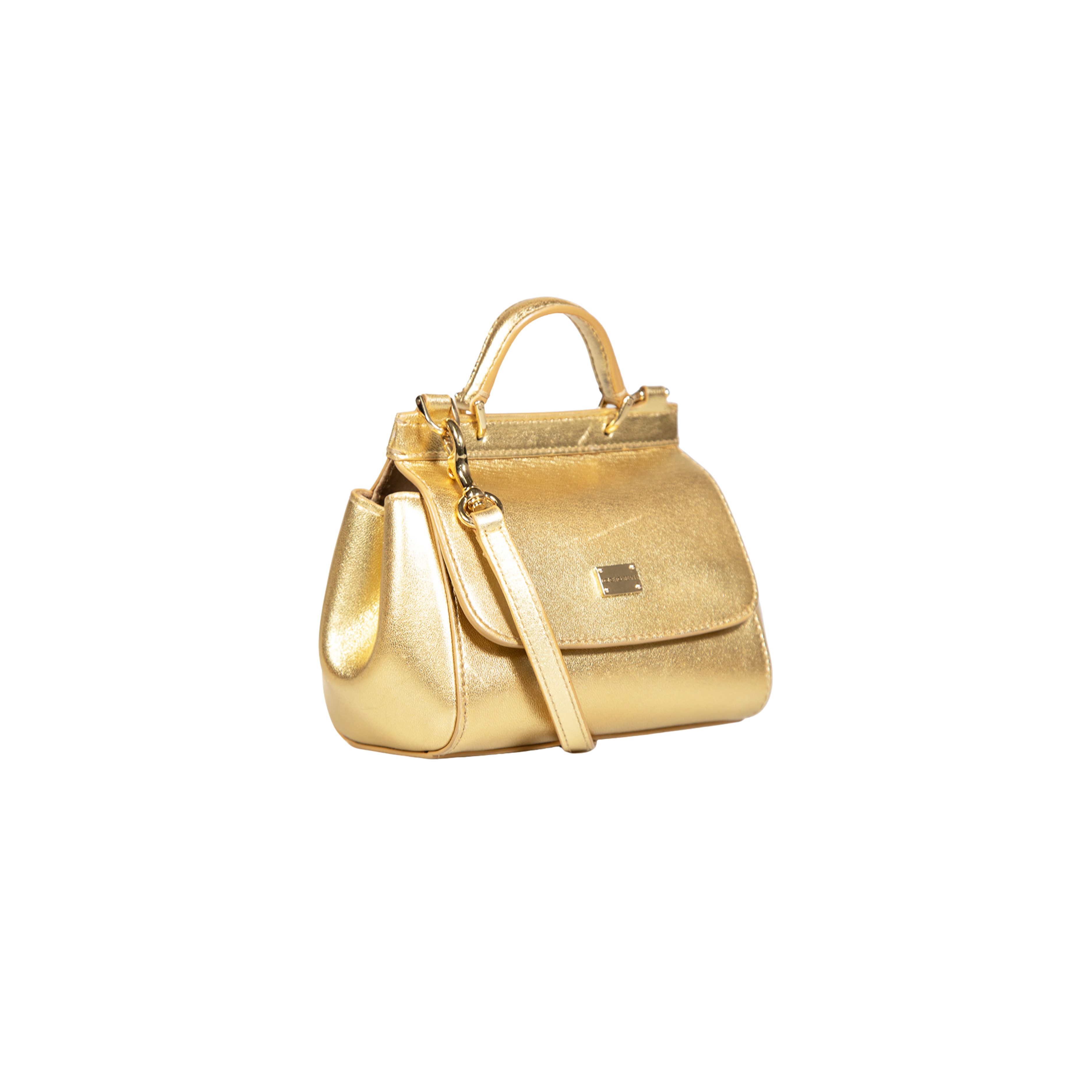 Dolce & Gabbana Gold Leather Sicily Top-Handle