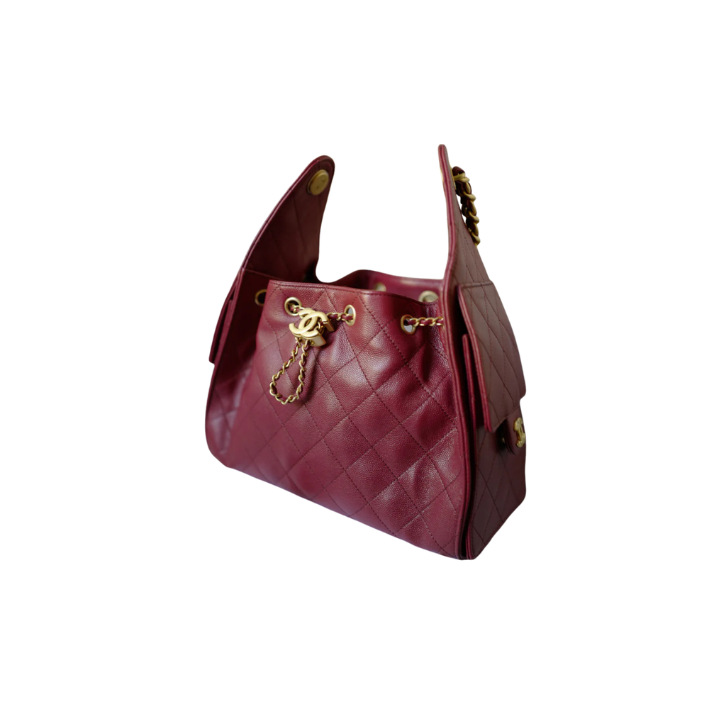 Chanel 25K Small Hobo Bag Red Grained