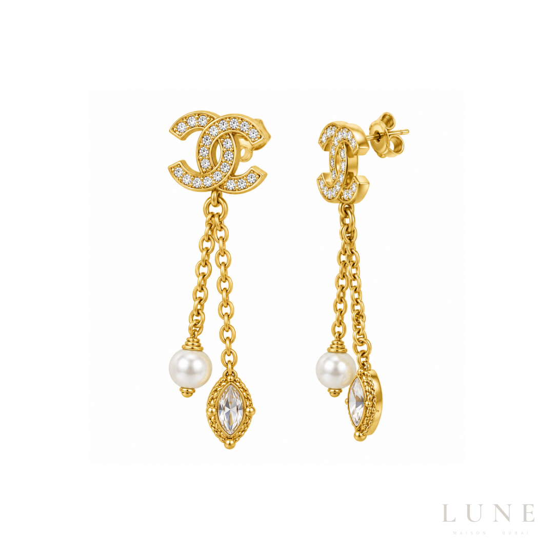 Chanel CC Ear Drop Earrings