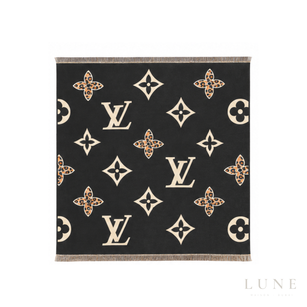 Louis Vuitton Monogram Black Scarf – White