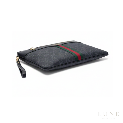 Gucci Pouch Leather Stripe Zip