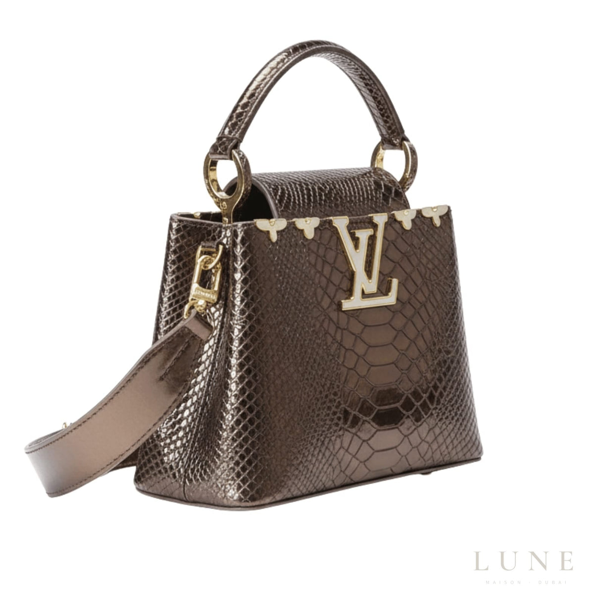 Louis Vuitton Capucines Metallic Python / Alligator