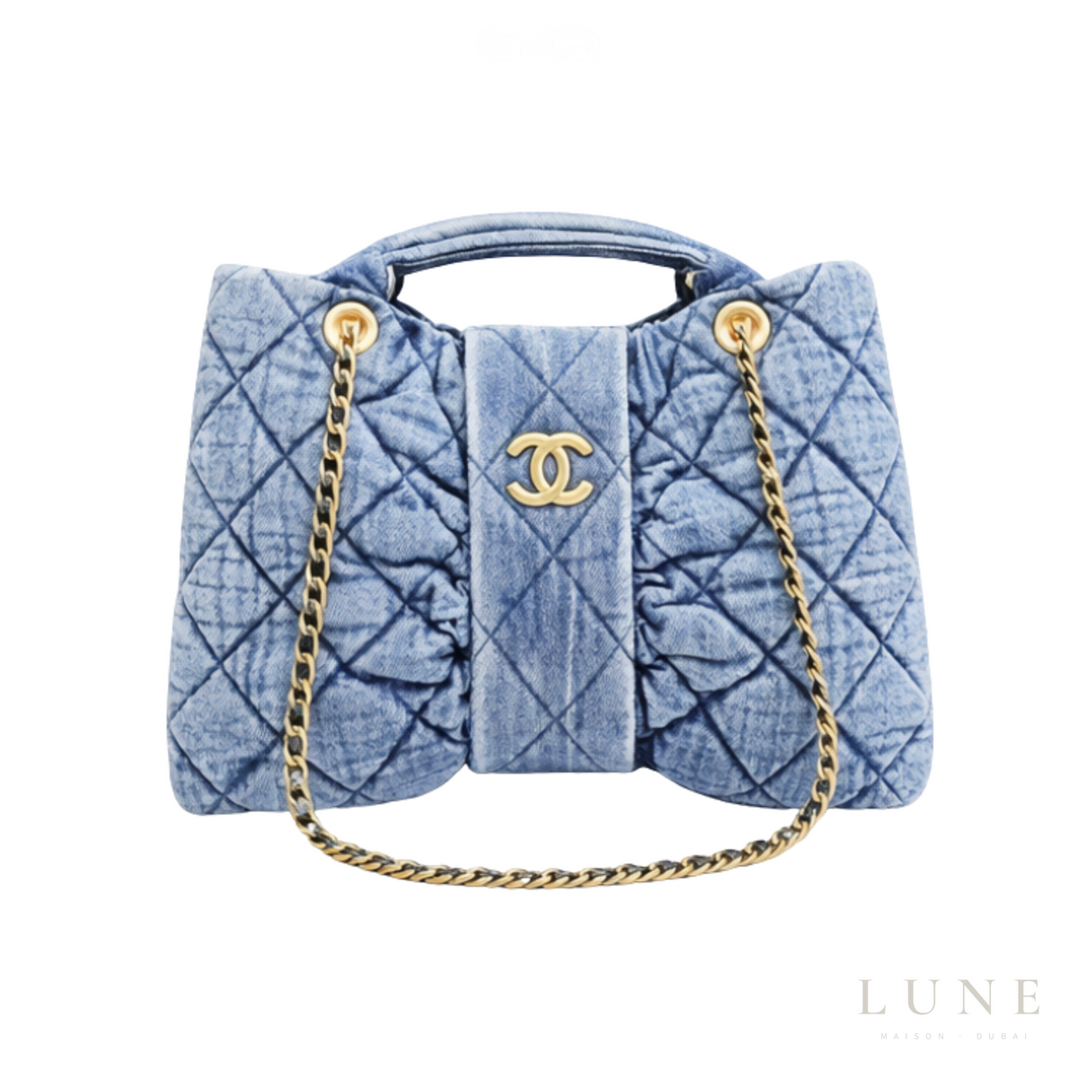 Chanel Bow Bag Blue Washed Denim