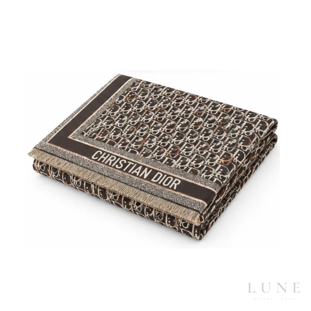 Dior Oblique Scarf – Dark Brown