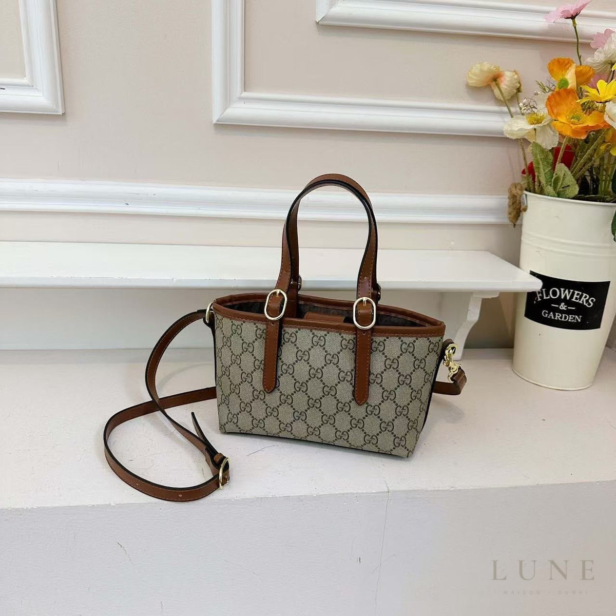 Gucci GG Emblem Mini Tote – Brown