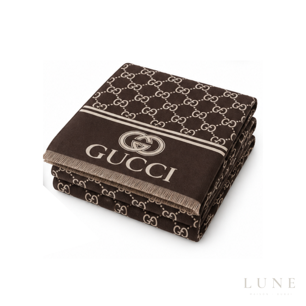 Gucci GG Reversible Logo Scarf – Dark Brown
