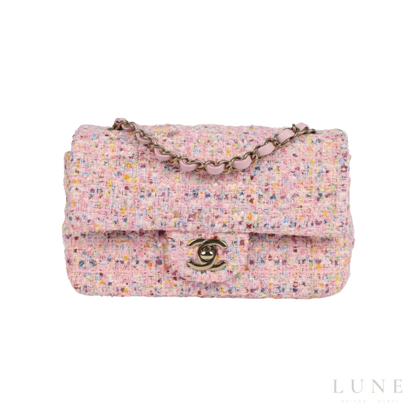 Chanel Mini Pink Tweed Sequin Bag