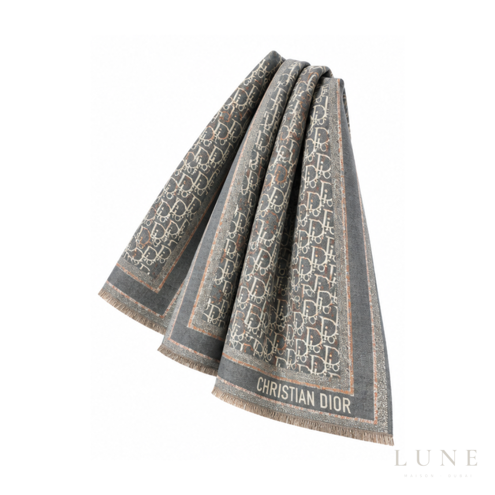 Dior Oblique Scarf – Grey