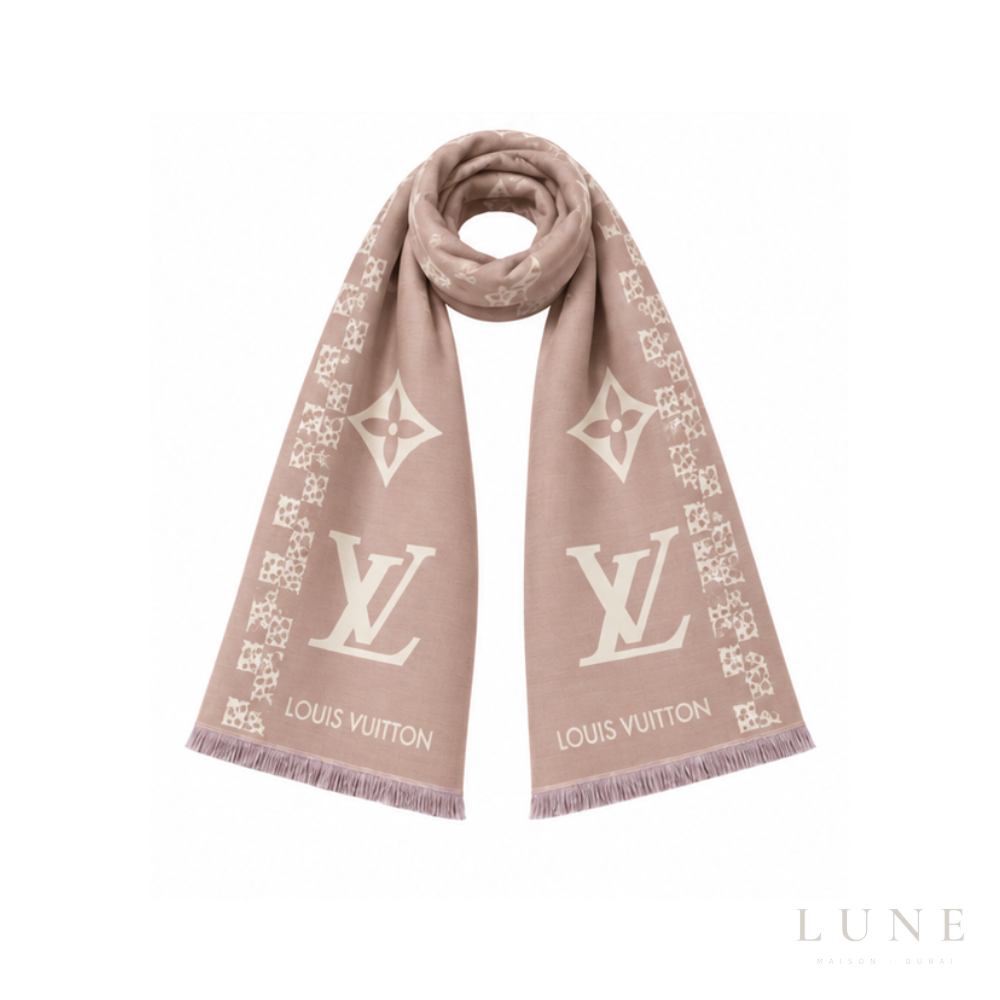 Louis Vuitton Monogram Beige Rose Scarf