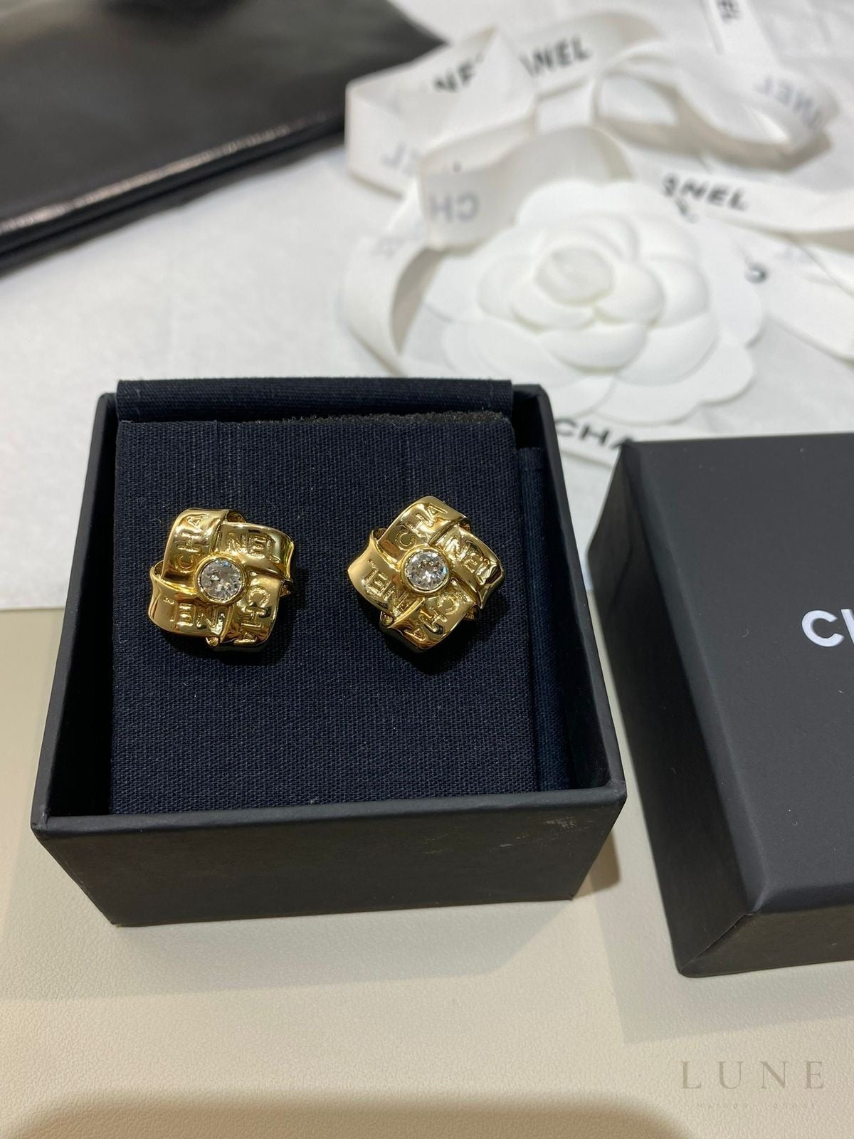 Chanel Gold Crystal Earrings