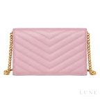 Saint Laurent Cassandre Wallet on Chain – Pink