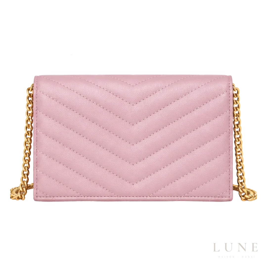 Saint Laurent Cassandre Wallet on Chain – Pink