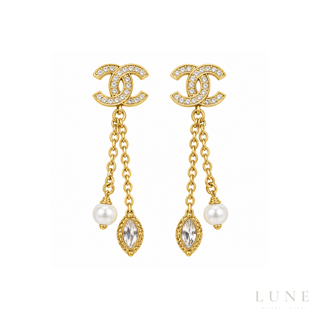 Chanel CC Ear Drop Earrings