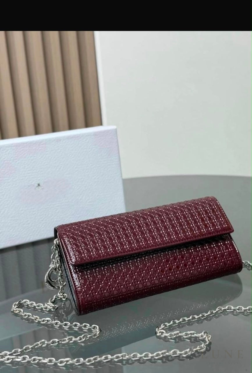 Dior Wallet on Chain – Wine Red - View 5