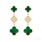Van Cleef Gold Malachite Diamond Set