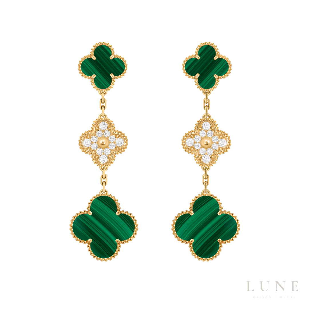 Van Cleef Gold Malachite Diamond Set