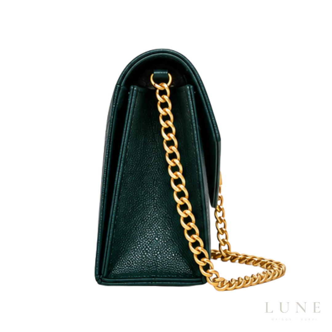 Saint Laurent Cassandre Wallet on Chain – Green
