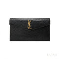 Saint Laurent Uptown Pouch – Crocodile-Embossed Black - View 1