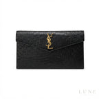 Saint Laurent Uptown Pouch – Crocodile-Embossed Black - View 1