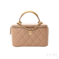 Chanel Small Vanity Case Chain Beige