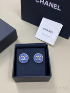 Chanel Denim Button Earrings