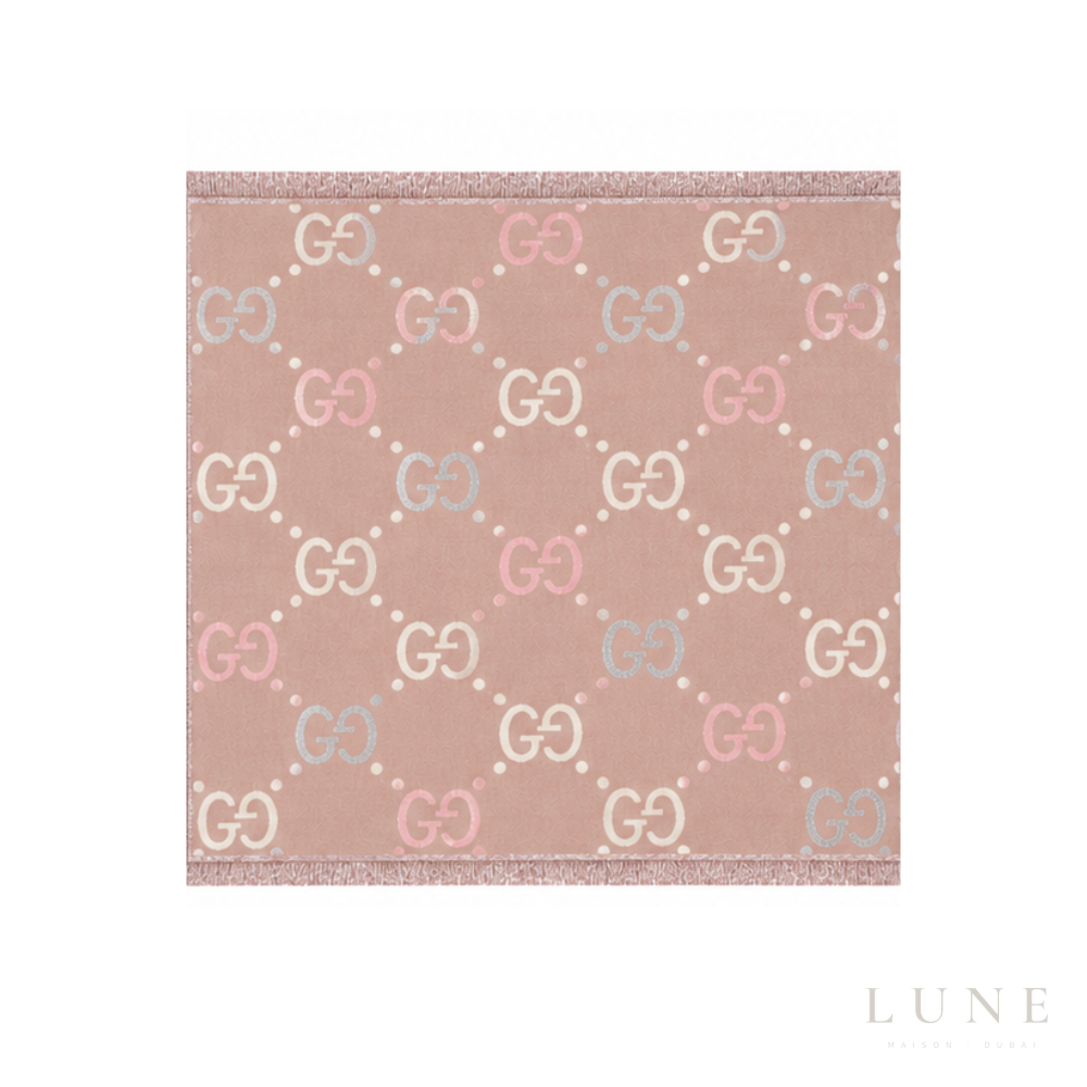 Gucci GG Monogram Jacquard Scarf – Pink